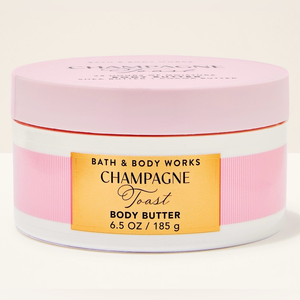 Bath & Body Works Champagne Toast Body Butter - Soft Pink and Gold
